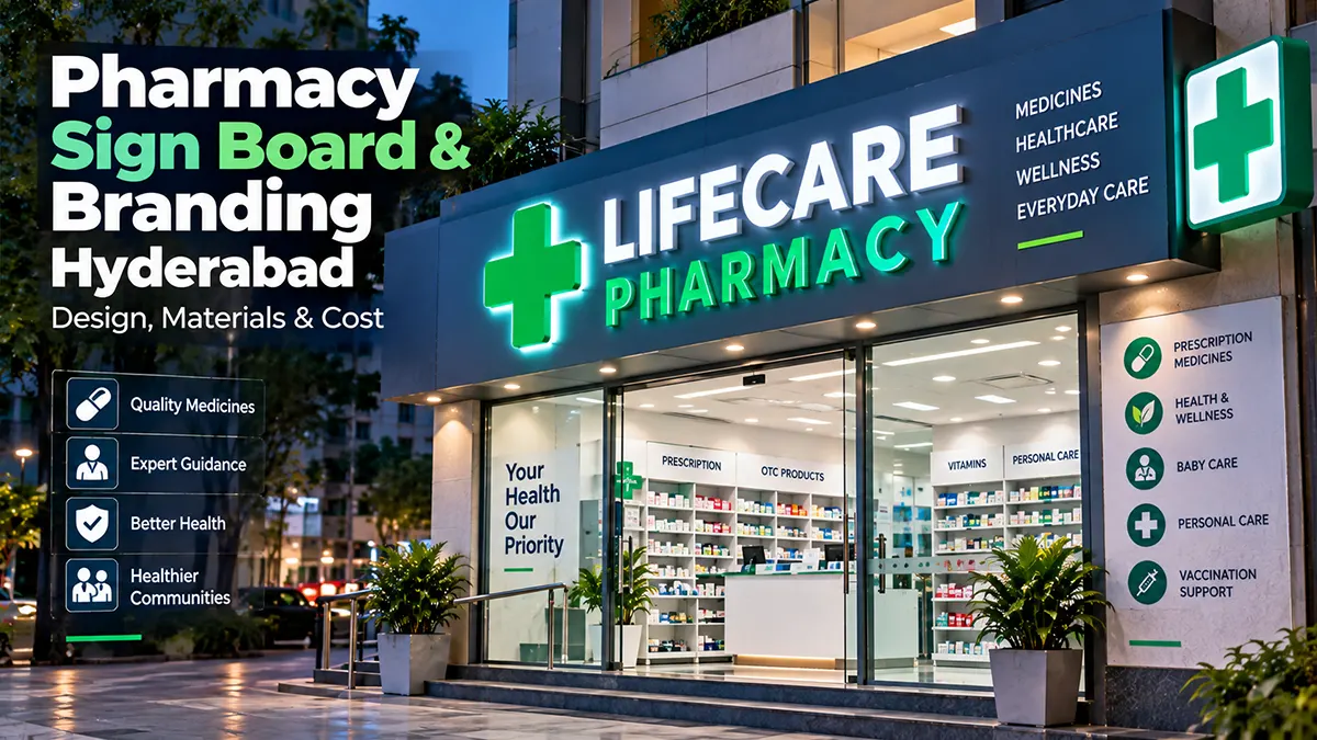 Pharmacy Sign Board & Branding in Hyderabad (2026)